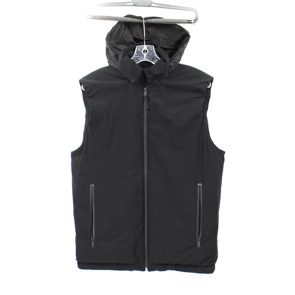 Theory Roy Active Down Fill Black Tuck Away Hood Puffer Vest M Insulated Jacket - Picture 2 of 8
